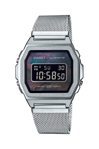 Relógio digital em tecido - Cronómetro - Prateado e roxo