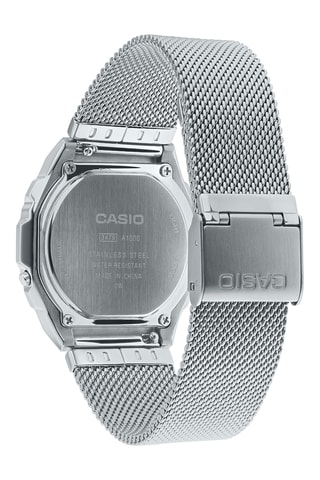 Relógio digital em tecido - Cronómetro - Prateado e roxo