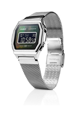 Relógio digital em tecido - Cronómetro - Prateado e roxo