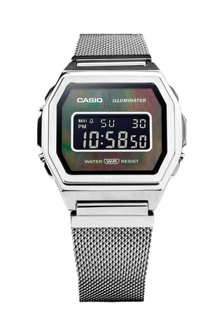 Relógio digital em tecido - Cronómetro - Prateado e roxo