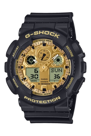 Relógio analógico em resina - Cronómetro - Dourado e preto