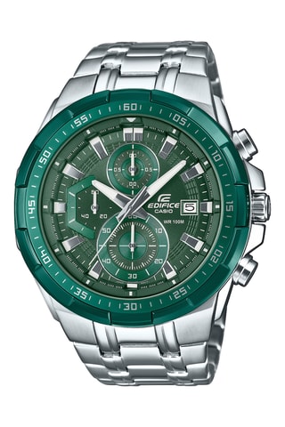 Relógio de quartzo em aço - Cronógrafo - Prateado e verde