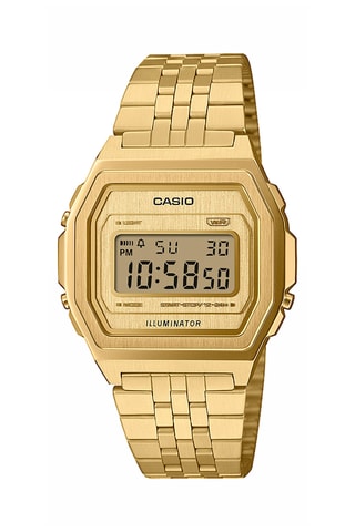 Relógio digital em aço banhado a ouro amarelo por ionização - cronómetro