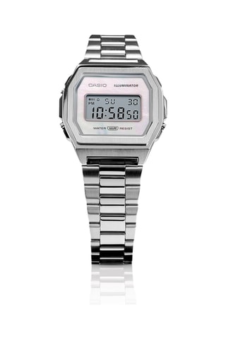 Relógio digital em tecido - Cronómetro - Prateado