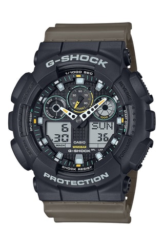 Relógio digital de quartzo em resina - Cronómetro - Caqui e preto