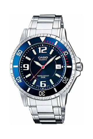 Relógio de quartzo em aço Prateado e azul 