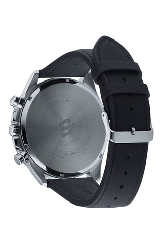 Relógio de quartzo em couro - Cronómetro - Preto e prateado