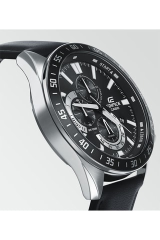 Relógio de quartzo em couro - Cronómetro - Preto e prateado