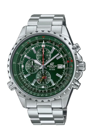 Relógio de quartzo em aço - Cronómetro - Prateado e verde