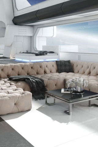 Canapé d'angle gauche panoramique Venus Beige foncé