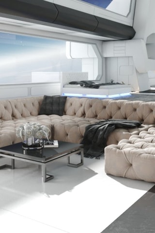 Canapé d'angle droit panoramique Venus Beige foncé