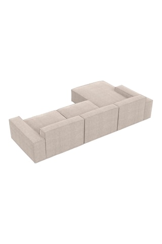 Canapé d'angle gauche Lionel - Beige - 5 places - Tissu structuré