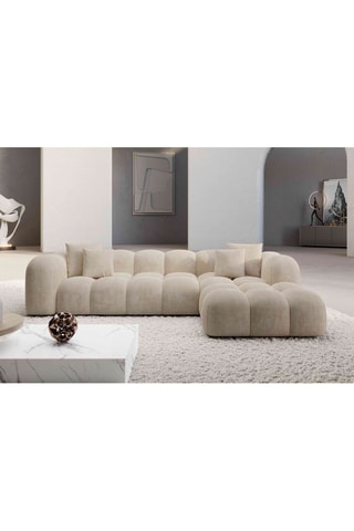 Canapé d'angle droit Form Nuvola - Crème - 5 places - Tissu toucher velours