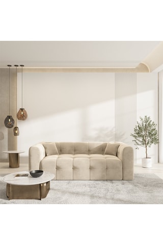 Canapé Baloo - Crème - 3 places - En tissu velours