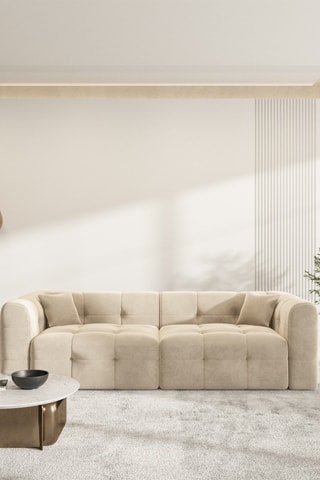 Canapé Baloo - Crème - 4 places - En tissu velours