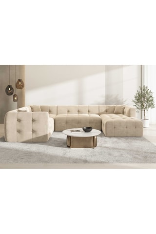 Canapé d'angle gauche panoramique Baloo Crème