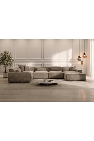 Canapé d'angle gauche panoramique Lionel Beige foncé