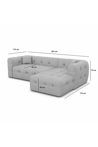 Canapé d'angle droit Baloo - Crème - 5 places - En tissu velours