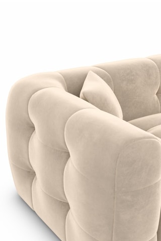 Canapé d'angle gauche Baloo - Crème - 5 places - En tissu velours