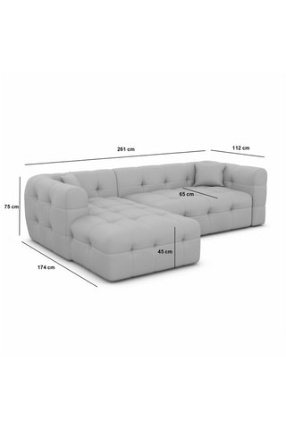 Canapé d'angle gauche Baloo - Crème - 5 places - En tissu velours