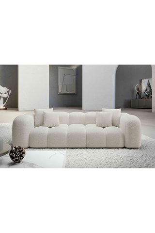 Canapé droit Nuvola - Blanc - 3 places - Tissu bouclette