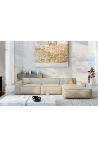 Canapé d’angle gauche Lionel - Beige - 5 places - En cuir