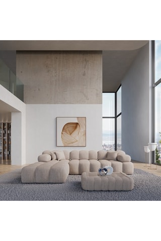 Canapé d’angle gauche Seducca - Ecru - 4 places - En polyester