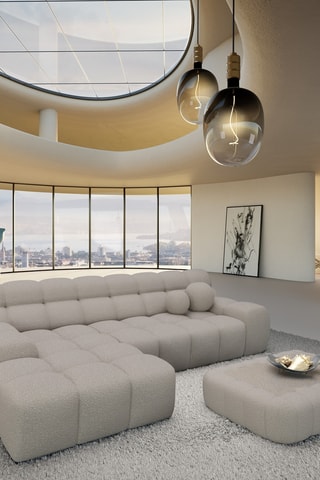 Canapé d'angle gauche Bonobo - Beige - 4 places - En tissu bouclette