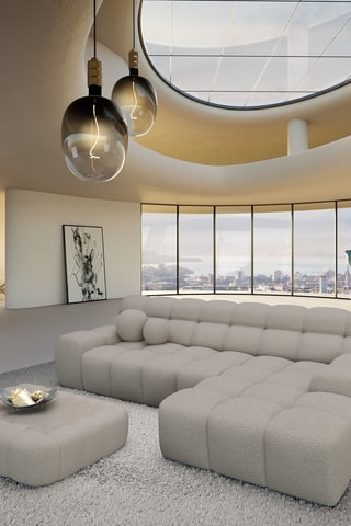 Canapé d'angle droit Bonobo - Beige - 4 places - En tissu bouclette