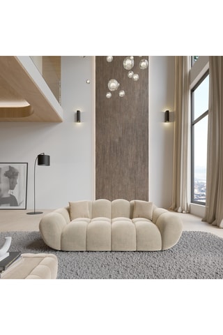 Canapé - Crème - 2 places - Tissu velours