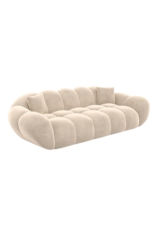 Canapé - Crème - 3 places - En tissu velours