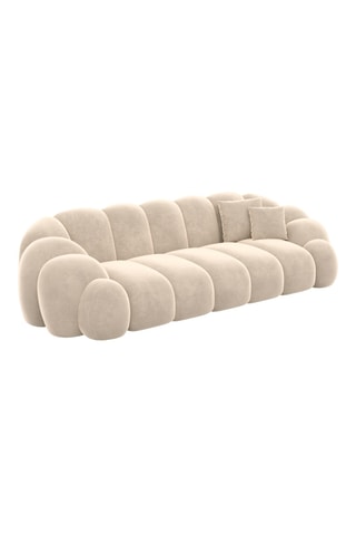 Canapé - Crème - 3 places - En tissu velours