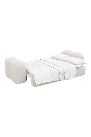 Canapé convertible - Blanc cassé - 3 places - En tissu bouclé
