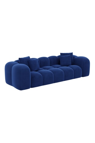 Canapé convertible - Bleu - 3 places - En tissu velours