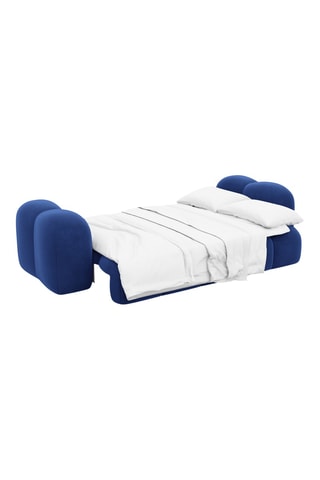 Canapé convertible - Bleu - 3 places - En tissu velours