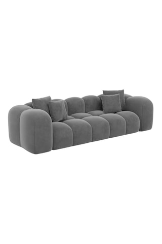 Canapé convertible - Gris - 3 places - En tissu velours