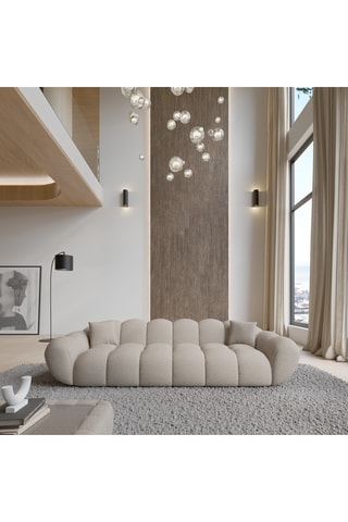 Canapé - Beige - 4 places - En tissu bouclé