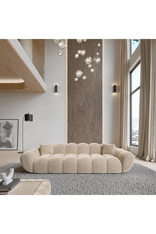 Canapé - Crème - 4 places - En tissu velours