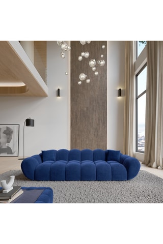 Canapé - Bleu - 4 places - En tissu velours