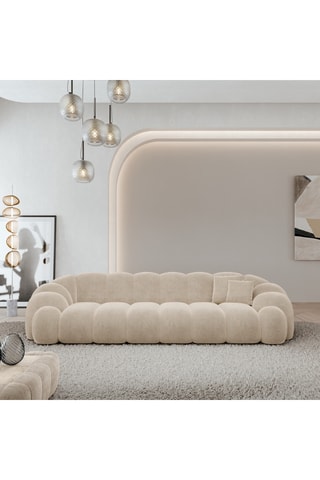 Canapé - Crème - 4 places - En tissu velours
