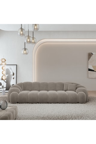 Canapé - Gris taupe - 4 places - En tissu velours