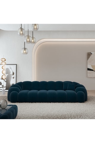 Canapé - Bleu foncé - 4 places - En tissu velours