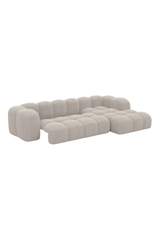 Canapé d'angle droit convertible - Beige - 5 places - En tissu bouclé