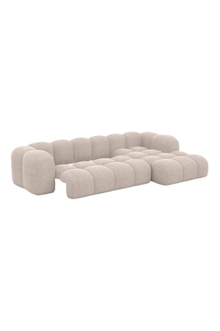 Canapé d'angle gauche convertible - Beige - 5 places - En tissu structuré