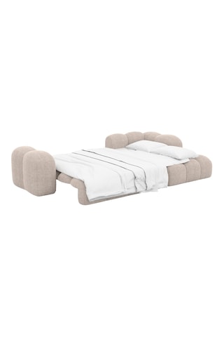 Canapé d'angle gauche convertible - Beige - 5 places - En tissu structuré