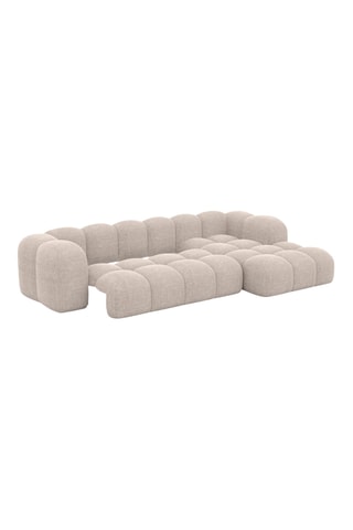 Canapé d'angle droit convertible - Beige - 5 places - En tissu structuré