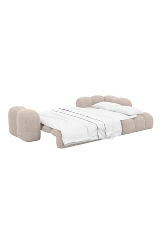 Canapé d'angle droit convertible - Beige - 5 places - En tissu structuré