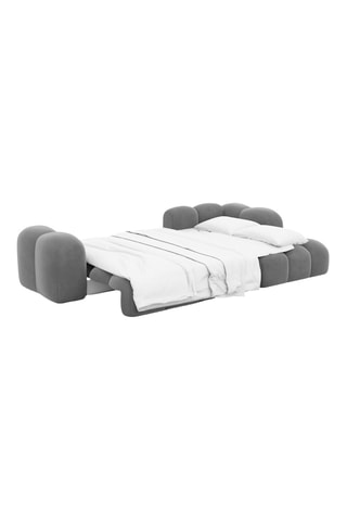 Canapé d'angle gauche convertible - Gris - 5 places - En tissu velours