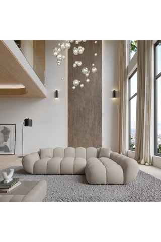 Canapé d'angle gauche - Beige - 4 places - En tissu bouclé