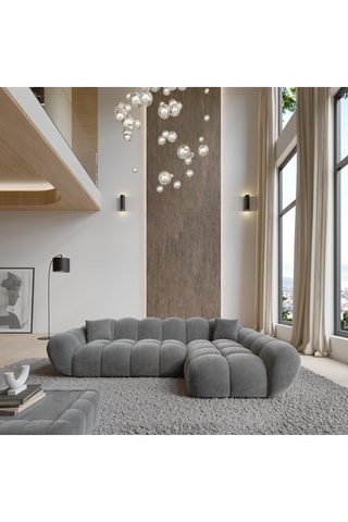 Canapé d'angle gauche - Gris - 4 places - En tissu velours